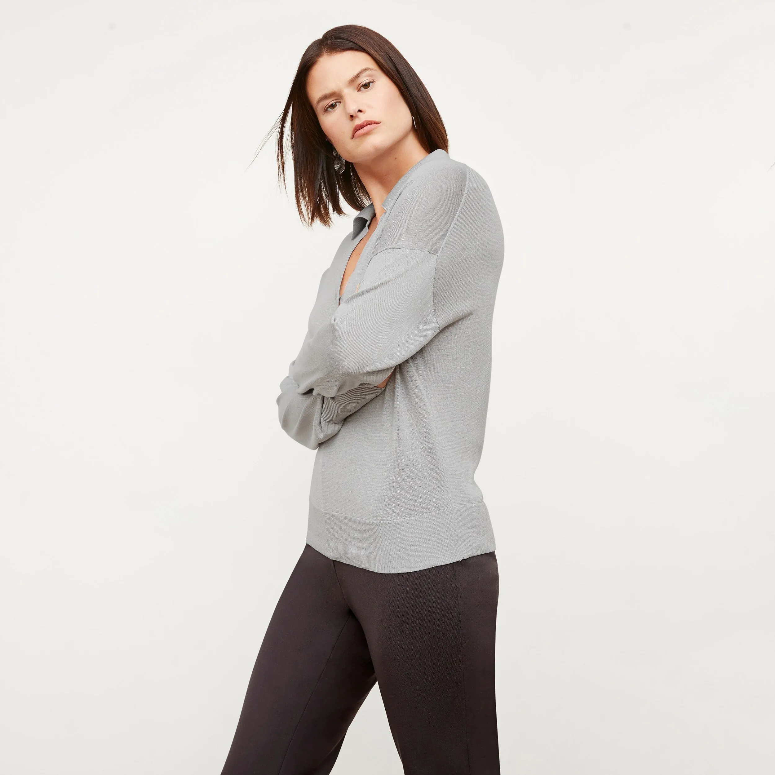 Leo Pullover - Silk Jersey :: Pale Gray