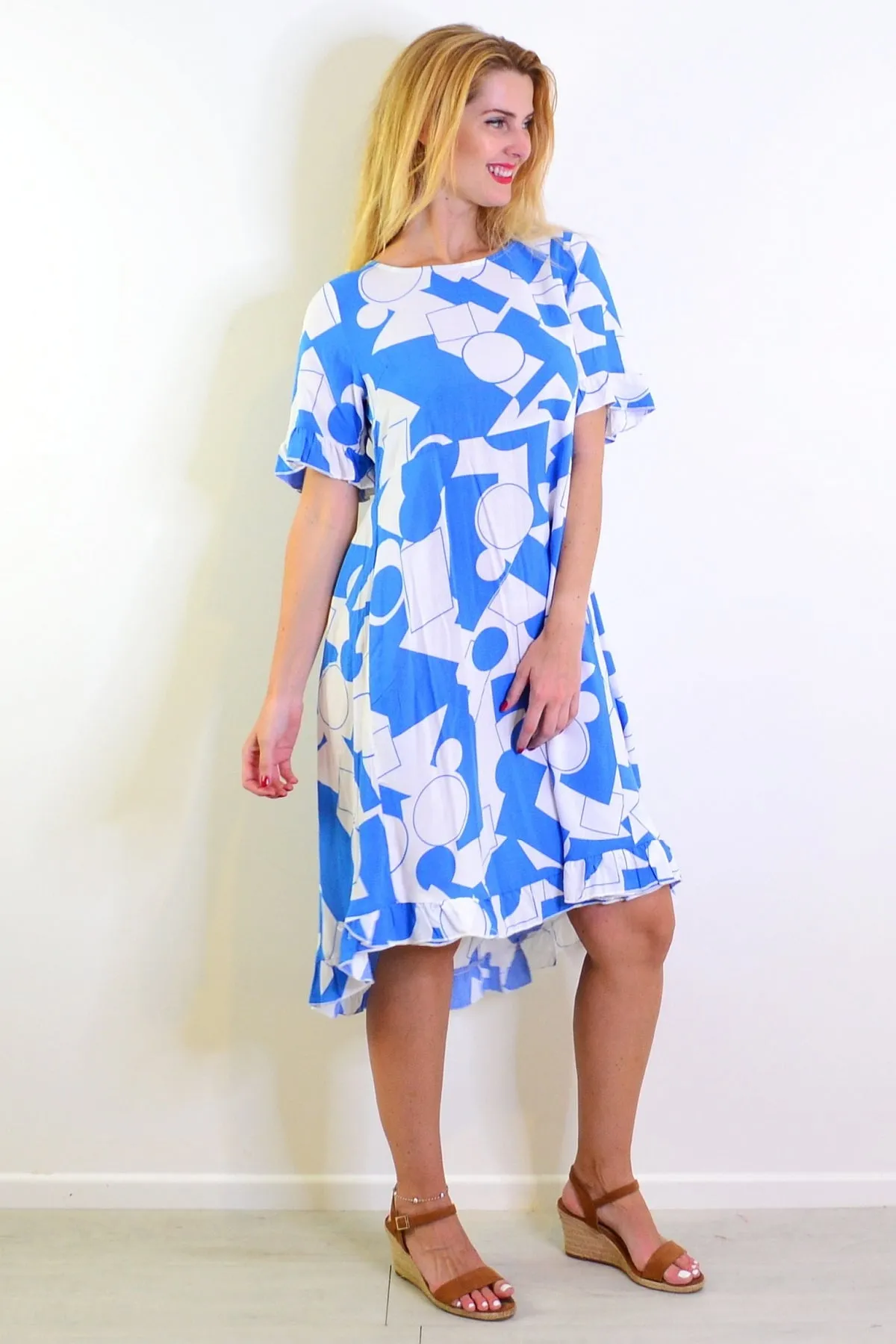 Light Blue Print Summer Dress