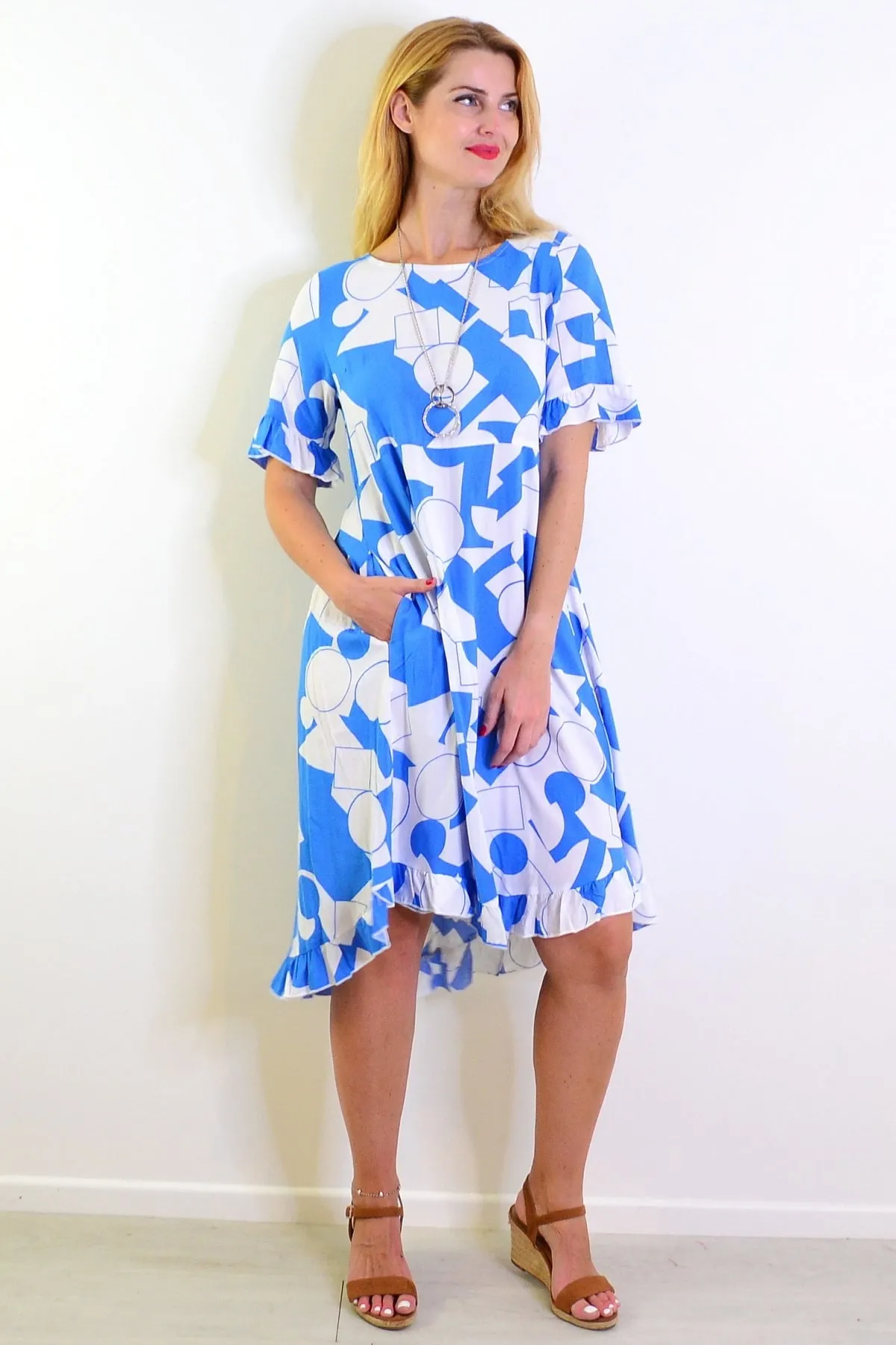 Light Blue Print Summer Dress