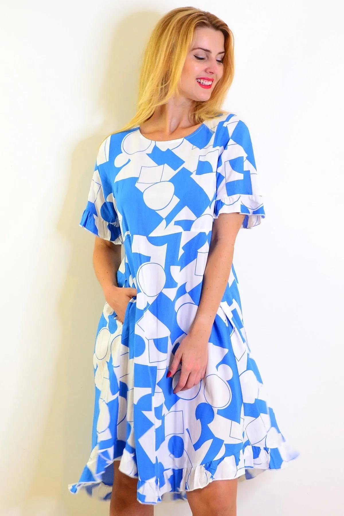 Light Blue Print Summer Dress