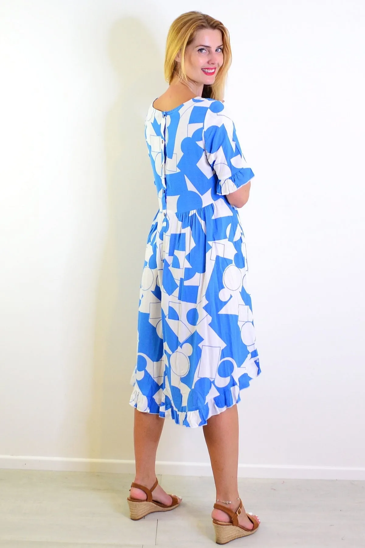 Light Blue Print Summer Dress