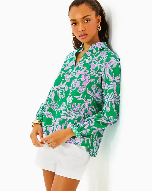 Lilly Pulitzer Women's Jae Tunic - Brazilian Green Salty Sandbar Engineered Tunic