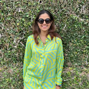 Lime Green Nainika Print Shirt