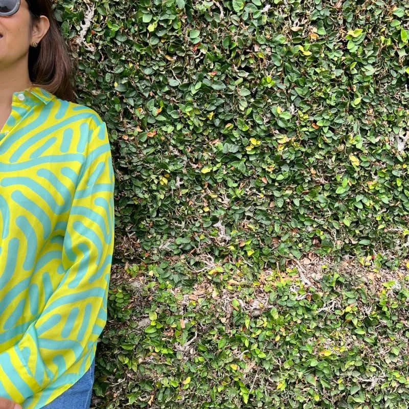 Lime Green Nainika Print Shirt