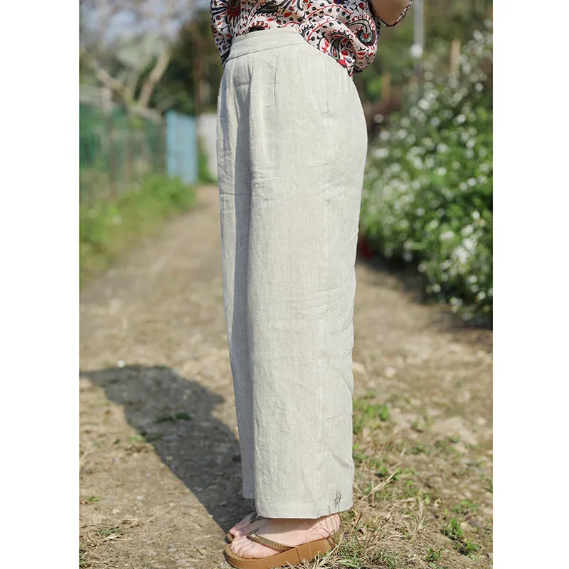 Linen Summer Autumn Women Casual Pants with Pockets SMM97233