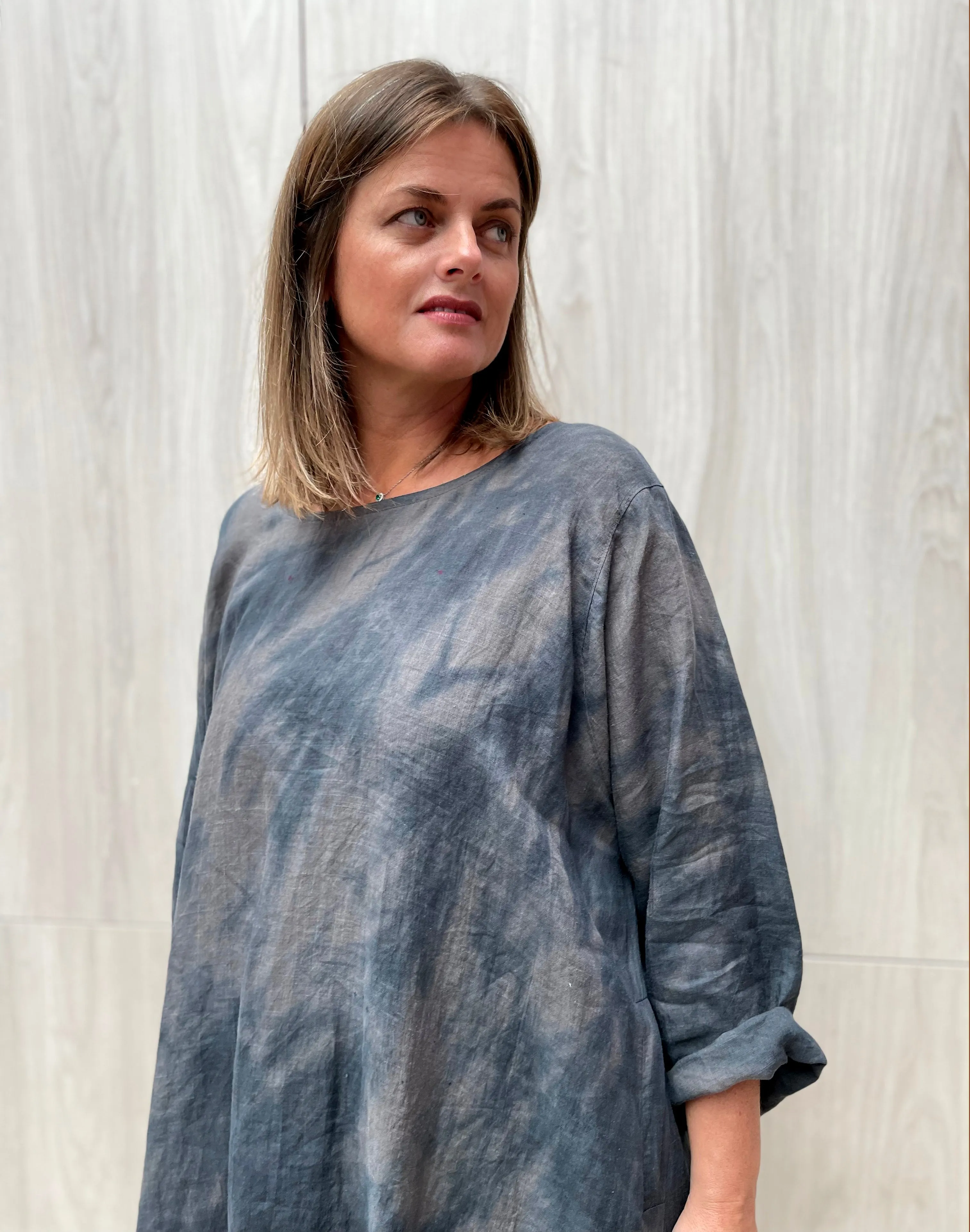 Linen Tulip Tunic In Fog Arashi