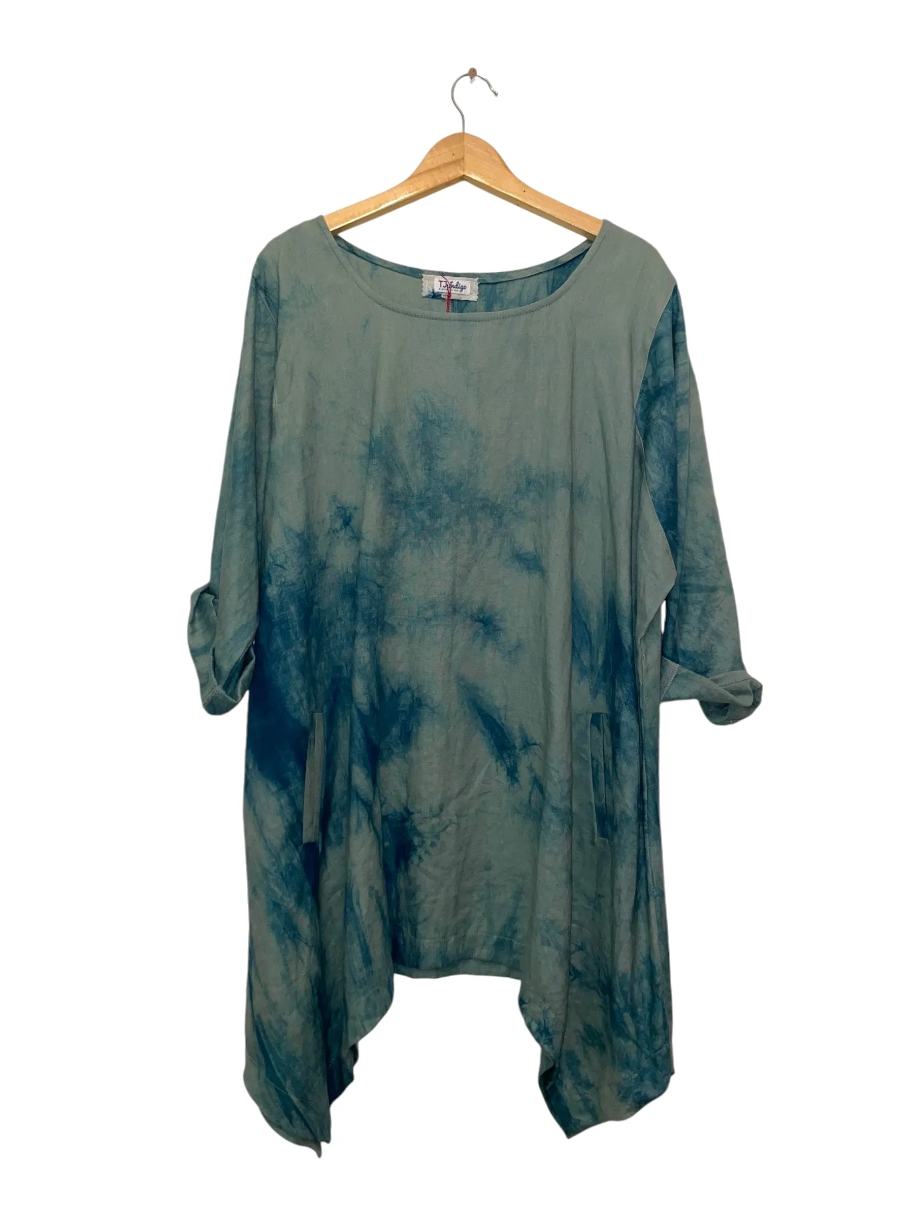 Linen Tulip Tunic In Indigo Arashi