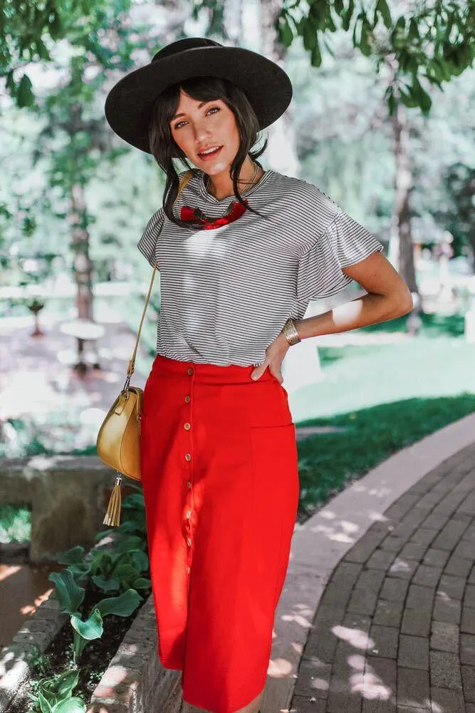 Little Lady Red Midi Skirt