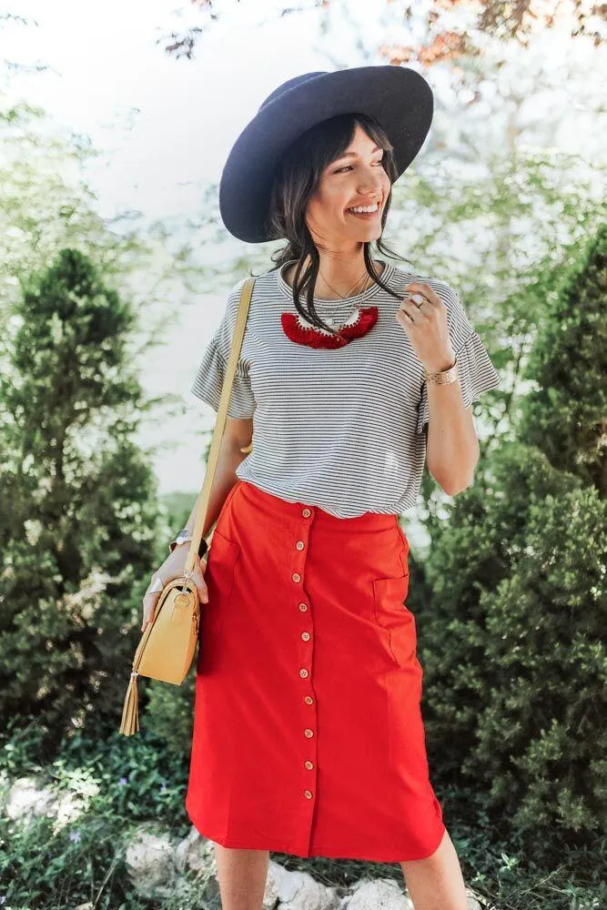 Little Lady Red Midi Skirt