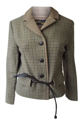 LONDON MAID Vintage Green Dogtooth Check Wool Coat (S)