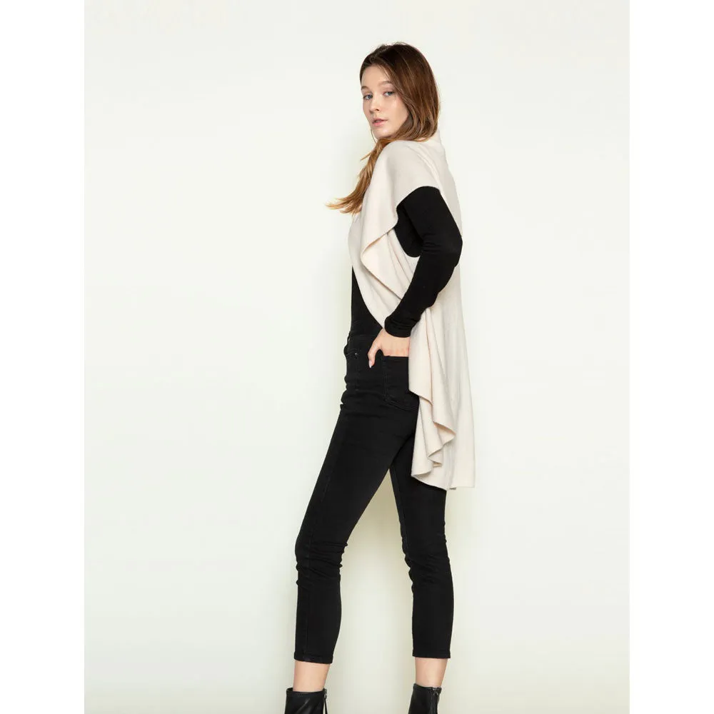 Look By M Basic Shawl Vest Cream