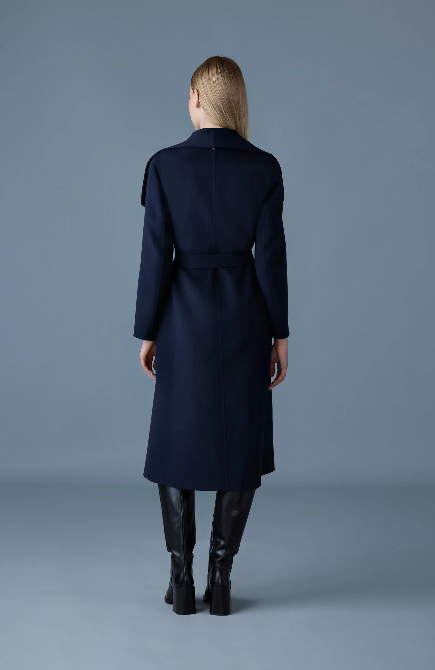 Mackage - Mai-CN Double-face Wool Wrap Coat in Navy