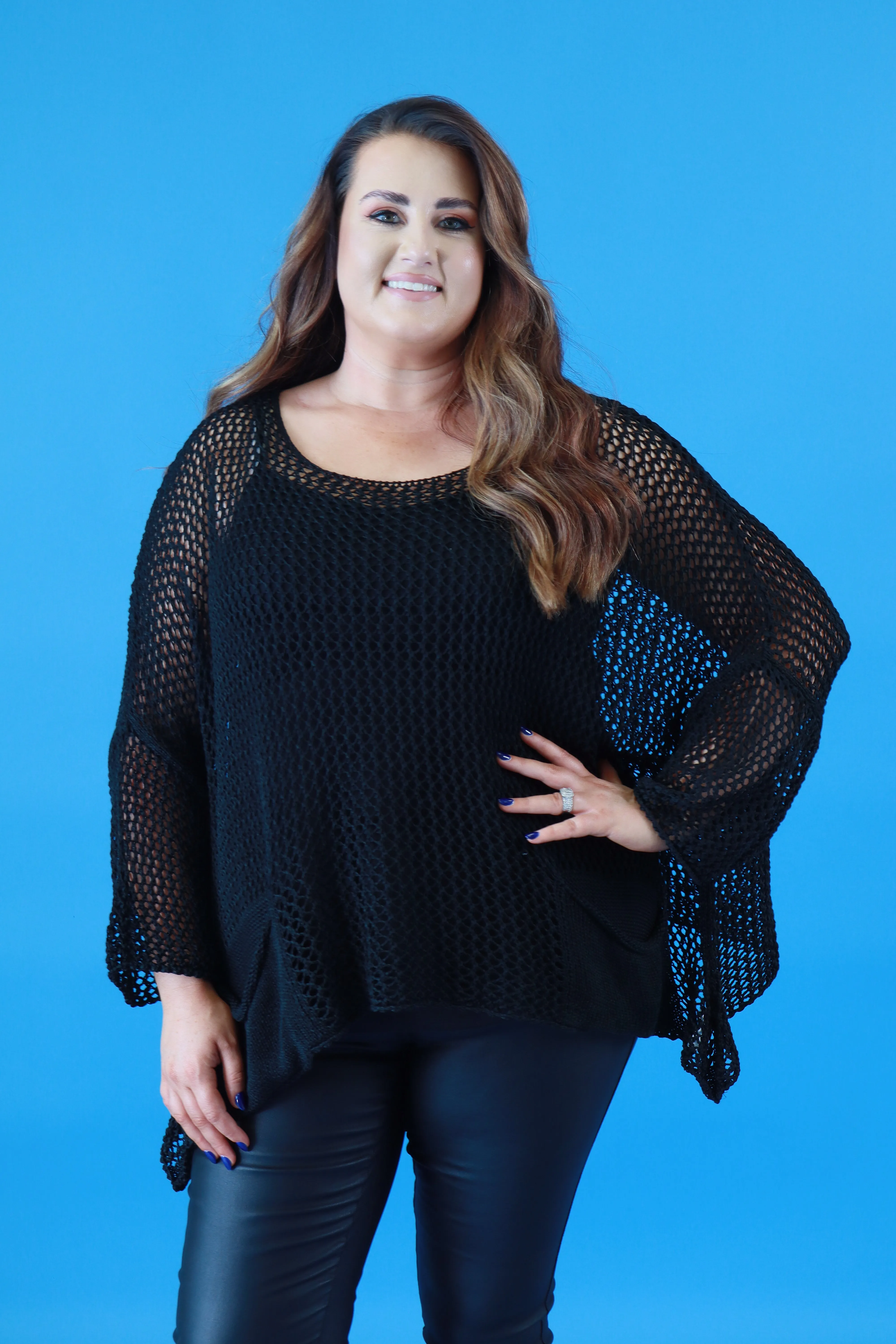 Maria Crochet Jumper in Black