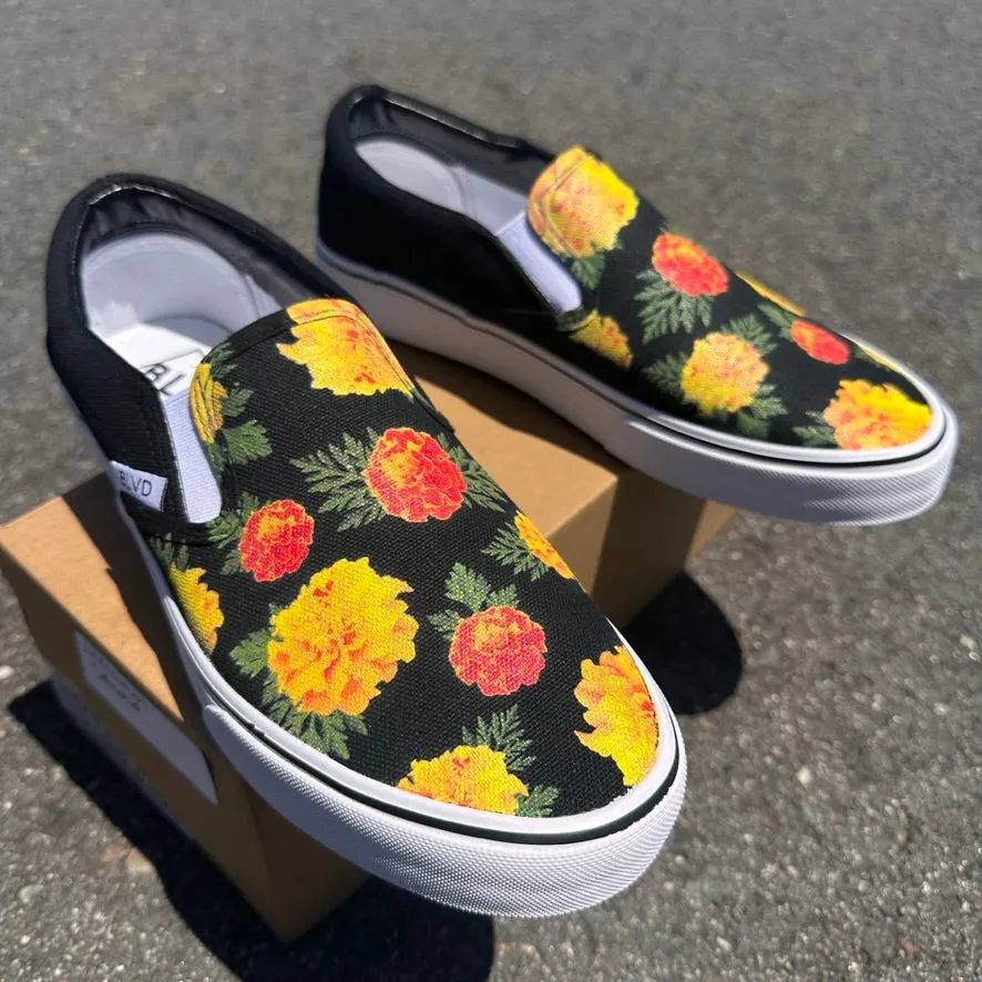 Marigold Flower - BLVD Custom Original Slip On Shoes