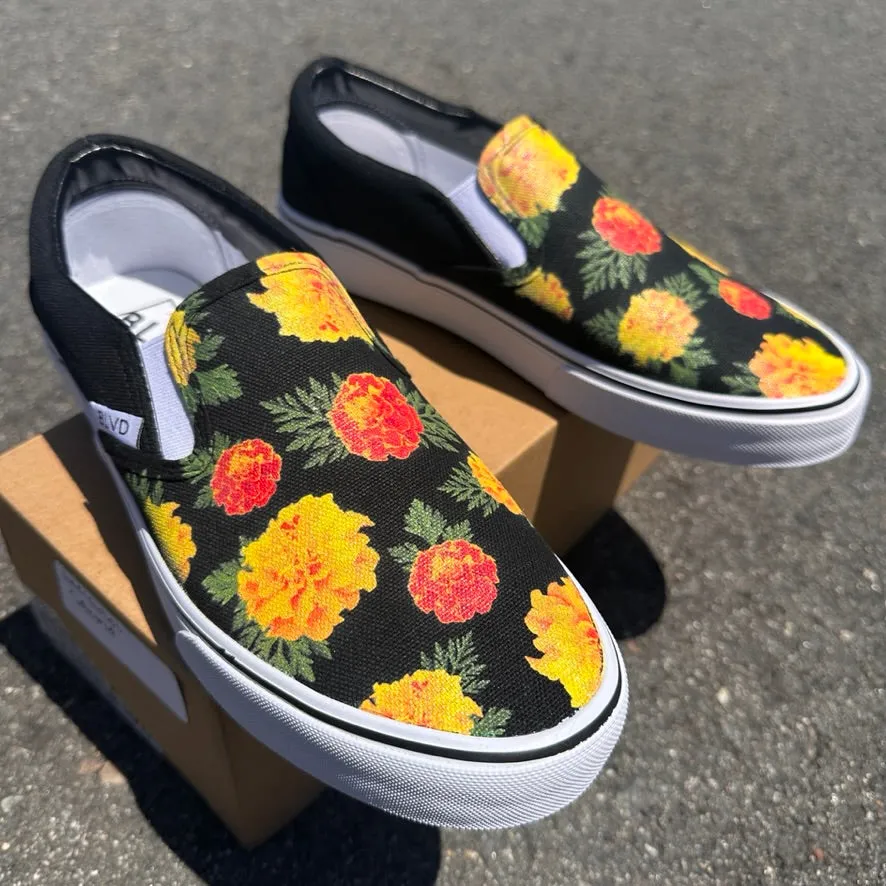 Marigold Flower - BLVD Custom Original Slip On Shoes