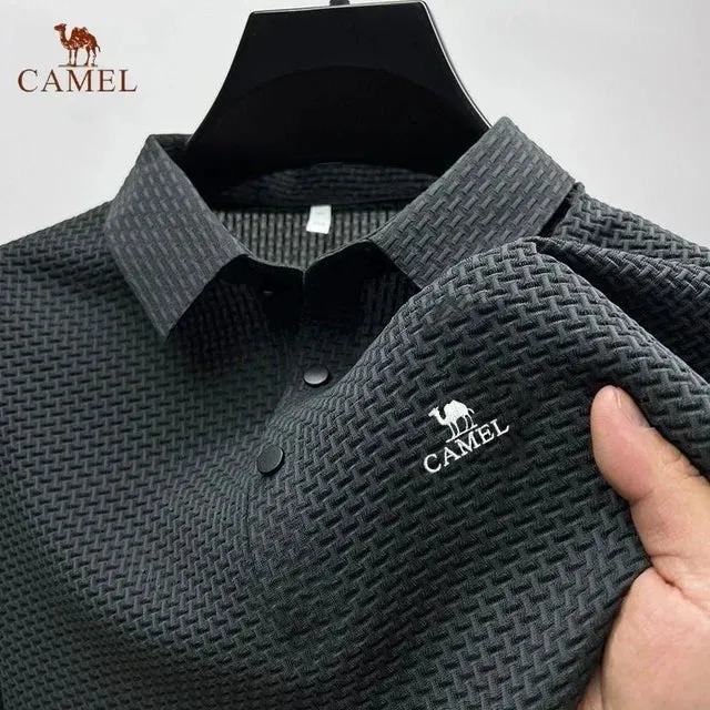 MC -Luxury CAMEL Polo Shirt: Embroidered, ice silk fabric, breathable short sleeve for business wear