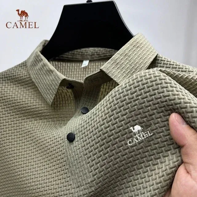 MC -Luxury CAMEL Polo Shirt: Embroidered, ice silk fabric, breathable short sleeve for business wear