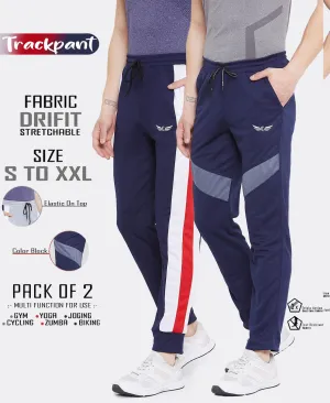 Men Solid Dark Blue/Dark Blue Hiking Track Pants (Pack of 2)