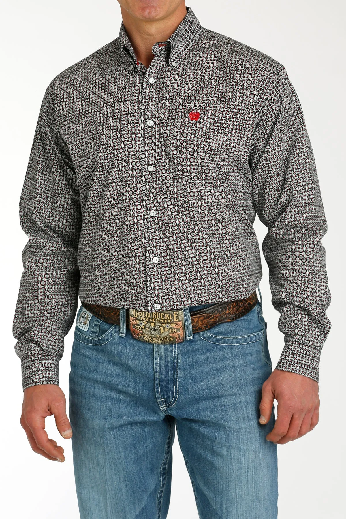 Men's Cinch Black Print Long Sleeve Shirt - MTW1105772