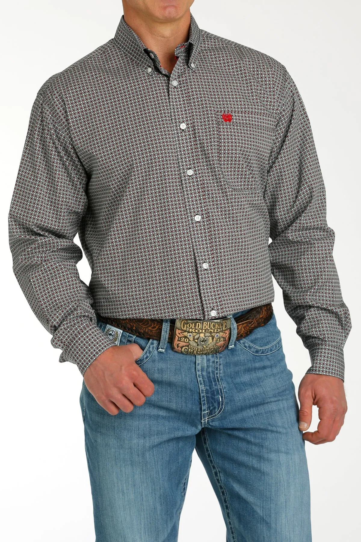 Men's Cinch Black Print Long Sleeve Shirt - MTW1105772