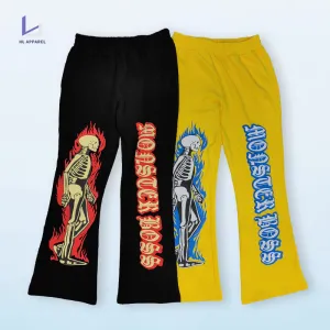 Men's monsterboss skeleton 3D puff print flared sweatpants