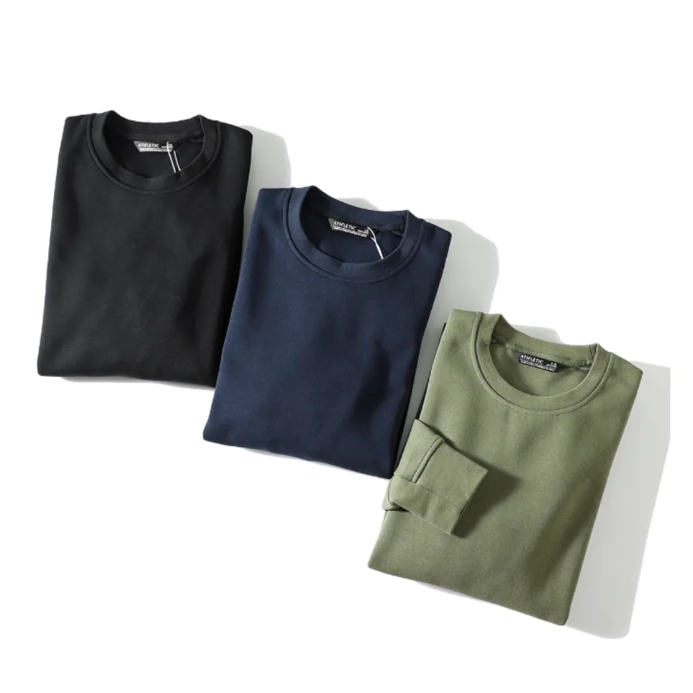 Mens Round Neck Sweatshirt with Pocket on Sleeve