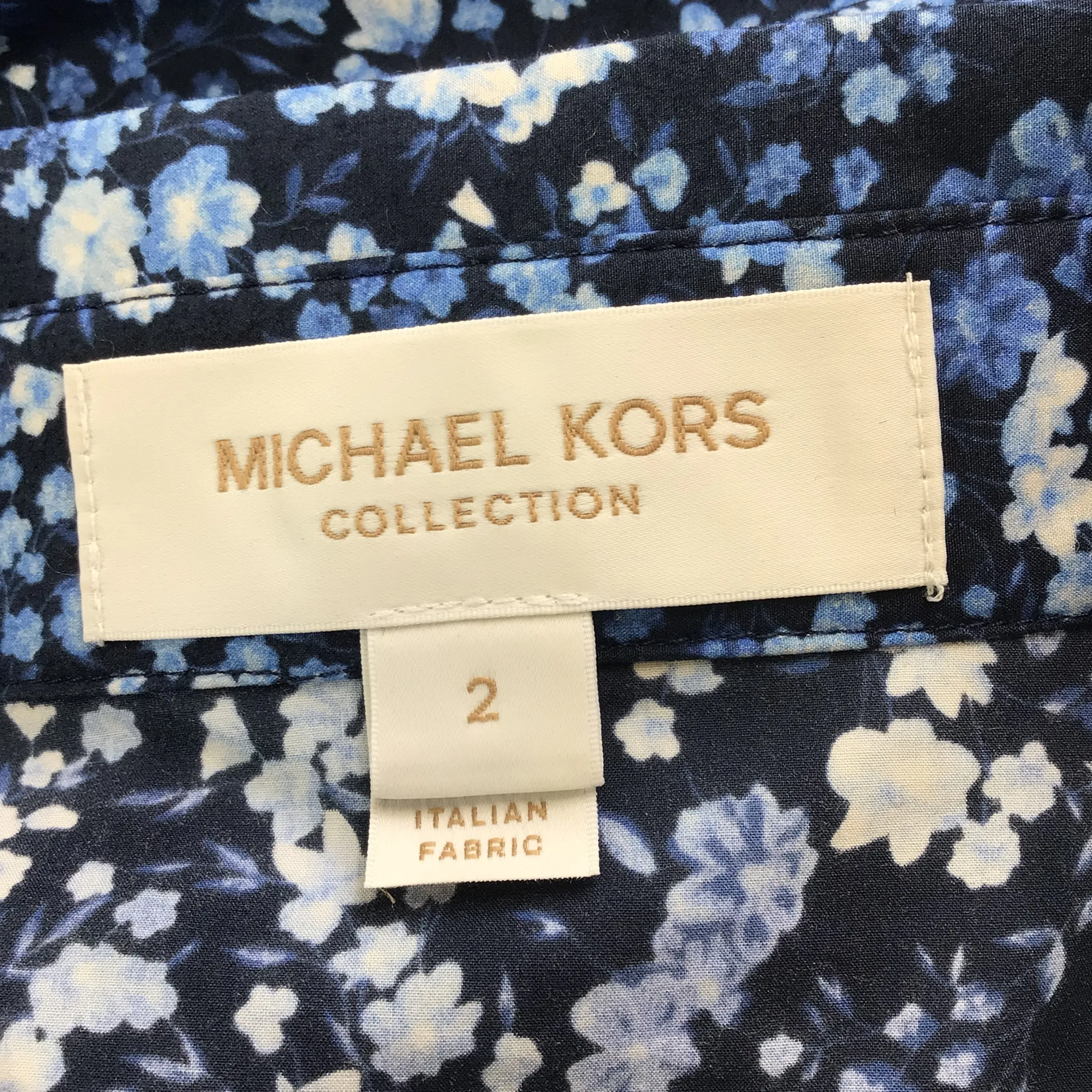 Michael Kors Collection Blue Hansen Floral Cotton Shirt