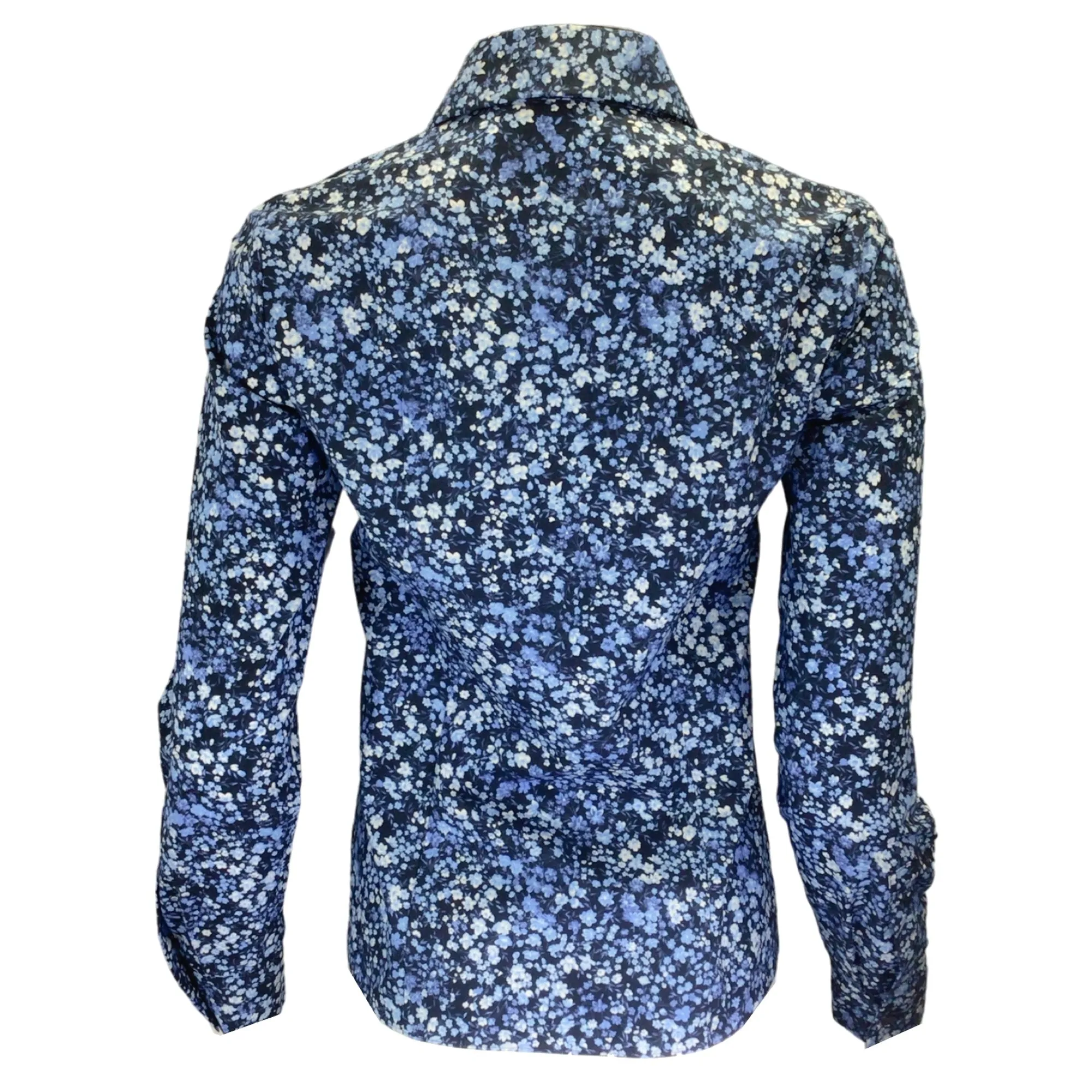 Michael Kors Collection Blue Hansen Floral Cotton Shirt