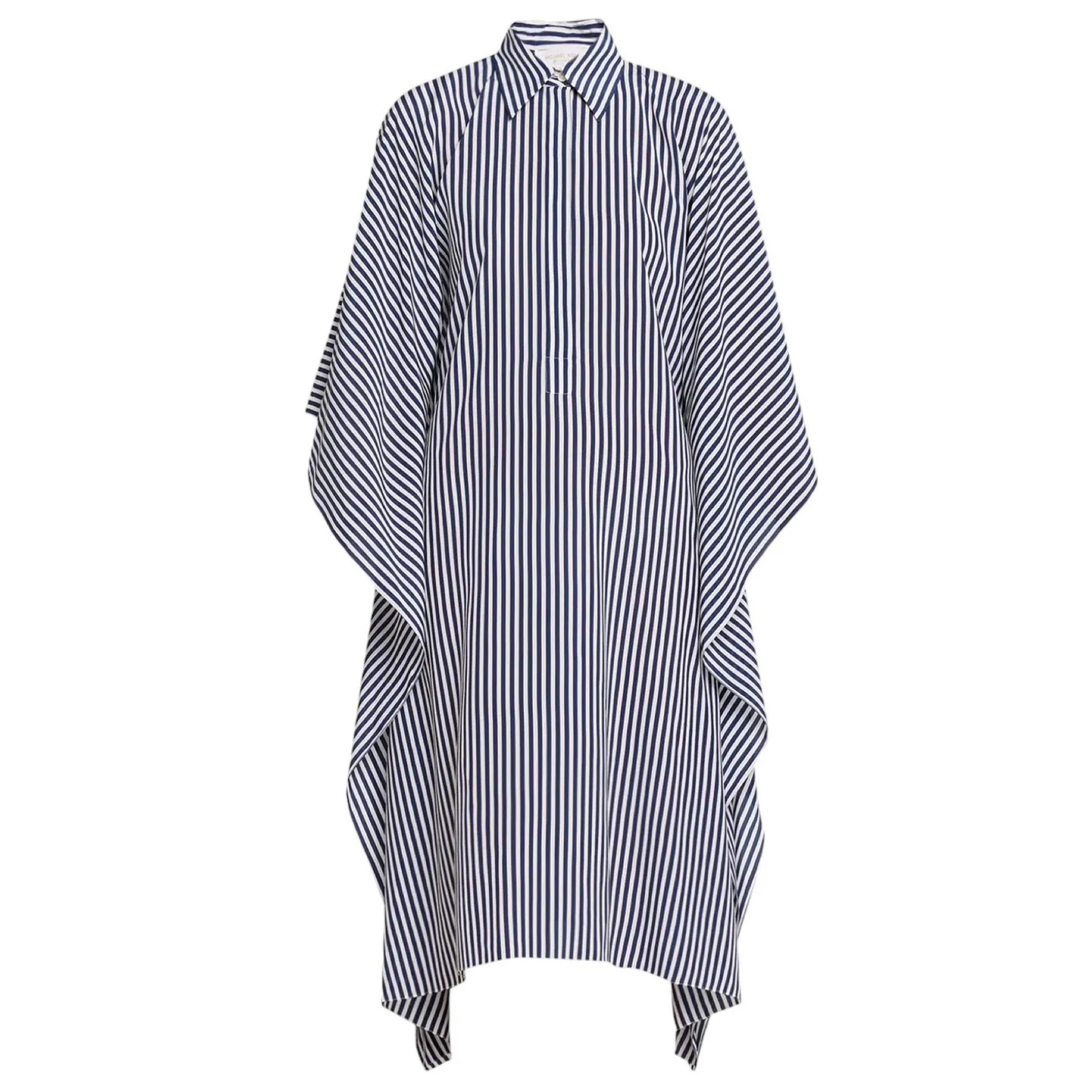 Michael Kors Collection Sea Multi Stripe Midi Silk Caftan Shirt Dress