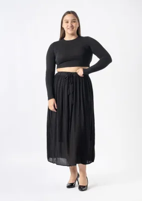 Midi Skirt With Drawstring Waist