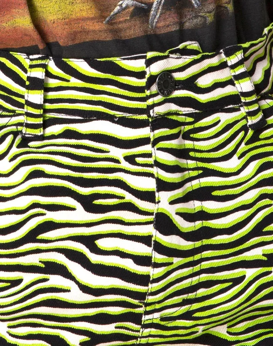 Mini Broomy Skirt in Zebra Fluro Green