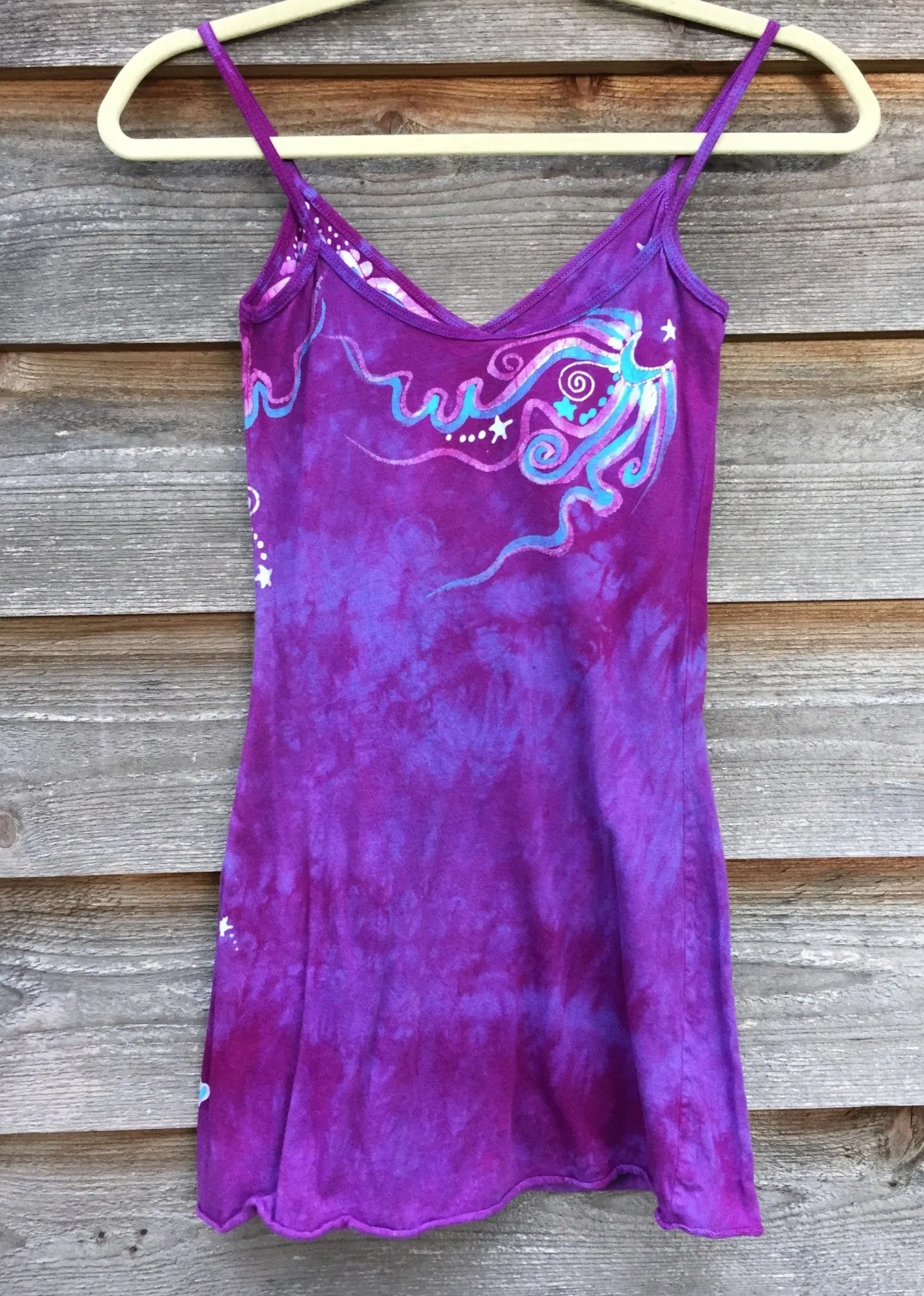 Moonlight Orchid Batik Long Cotton Camisole - size XS