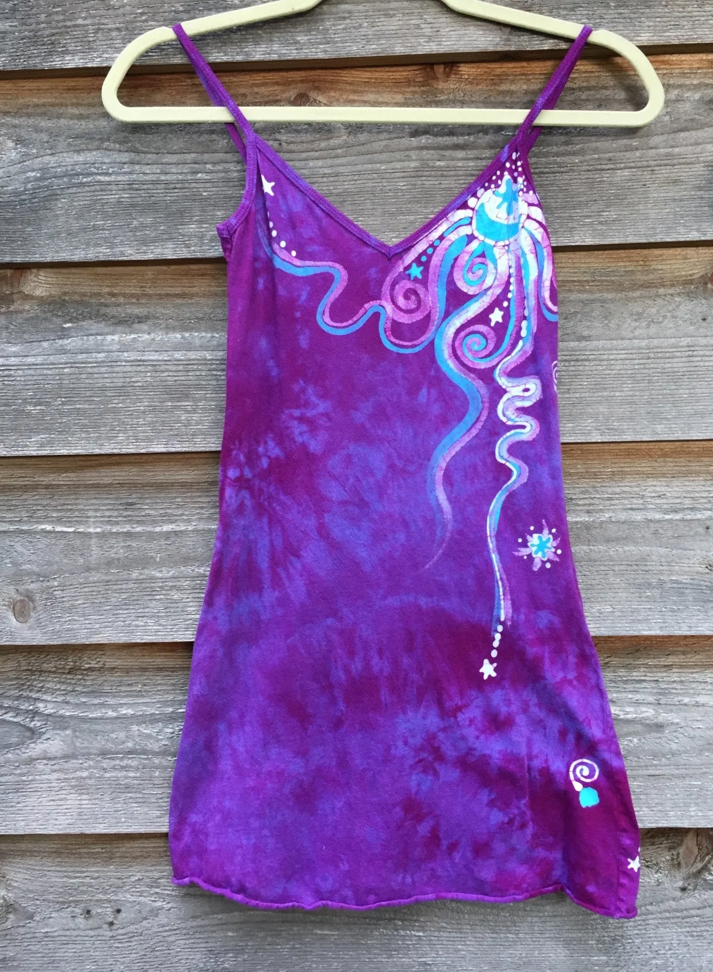 Moonlight Orchid Batik Long Cotton Camisole - size XS