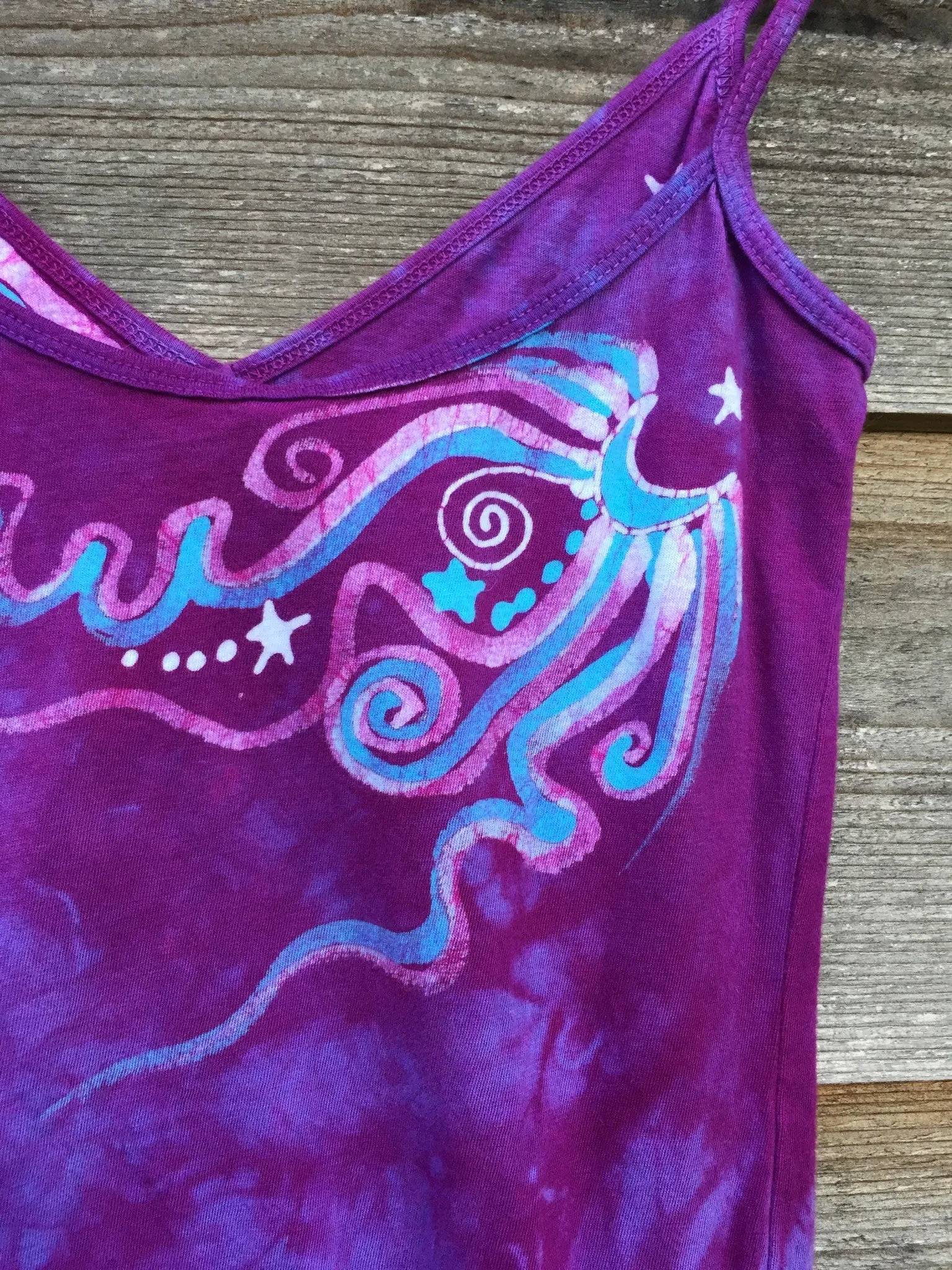 Moonlight Orchid Batik Long Cotton Camisole - size XS