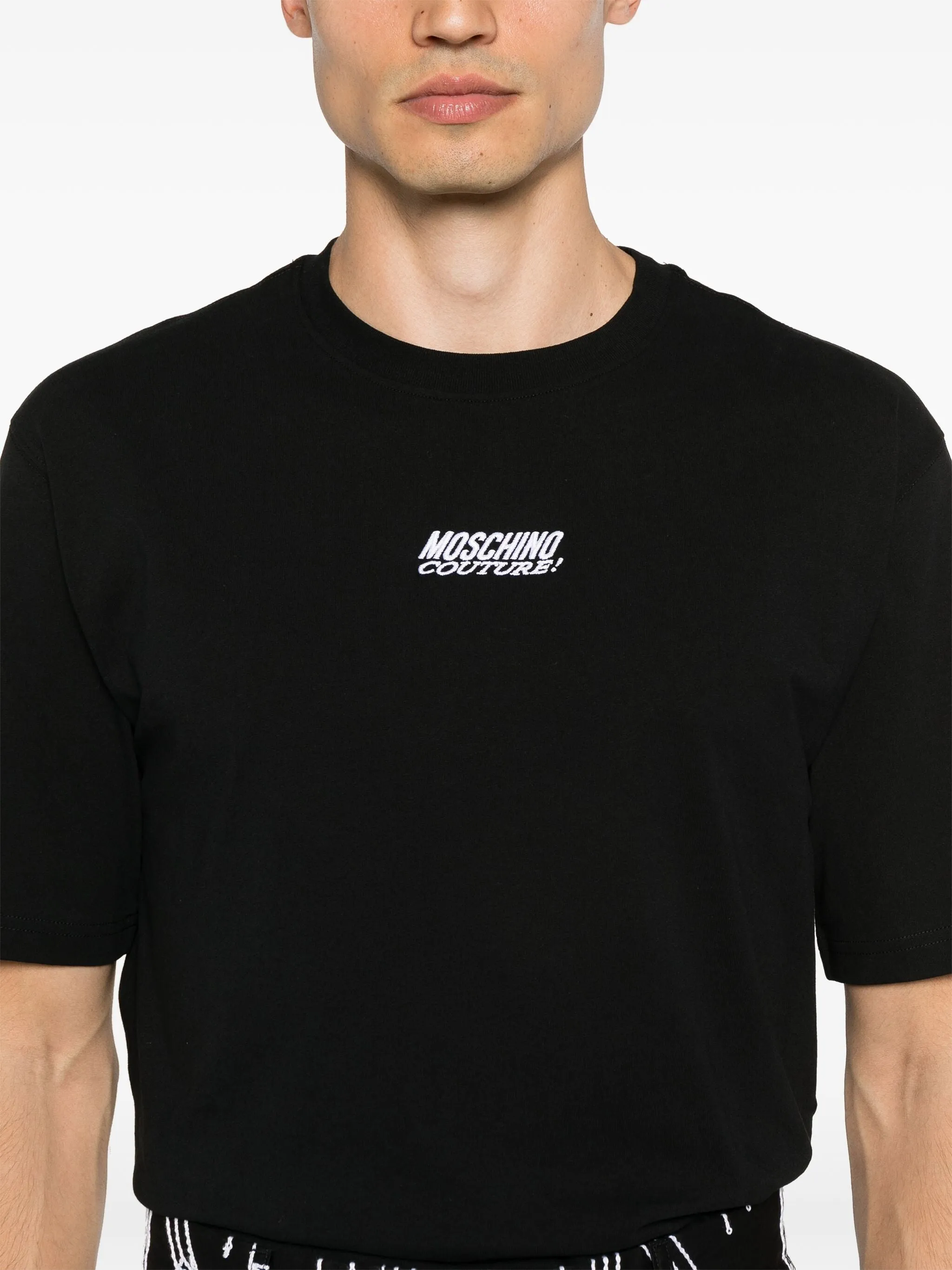 MOSCHINO LOGO-EMBROIDERED COTTON T-SHIRT