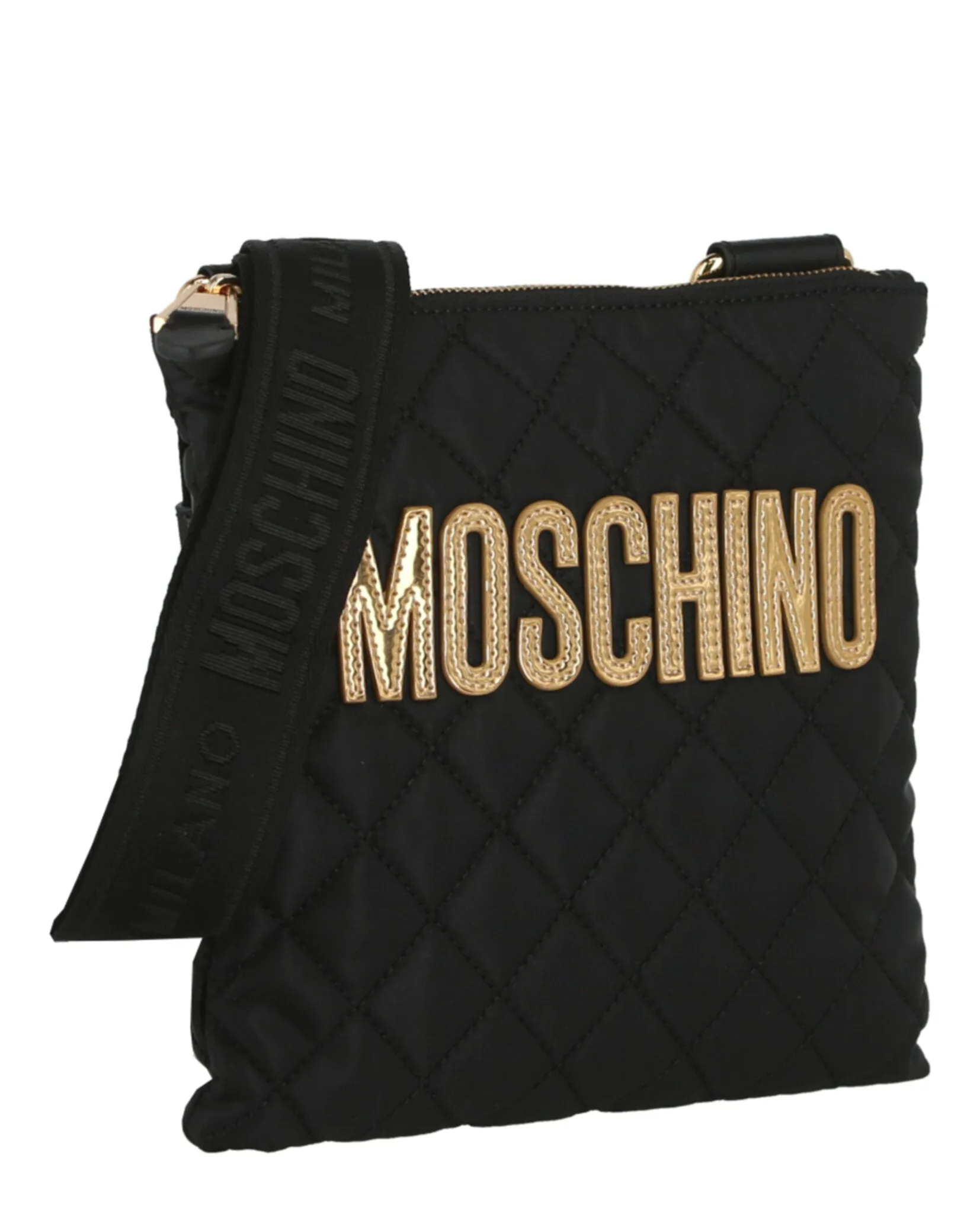 Moschino Quilted Nylon Logo Crossbody Bag