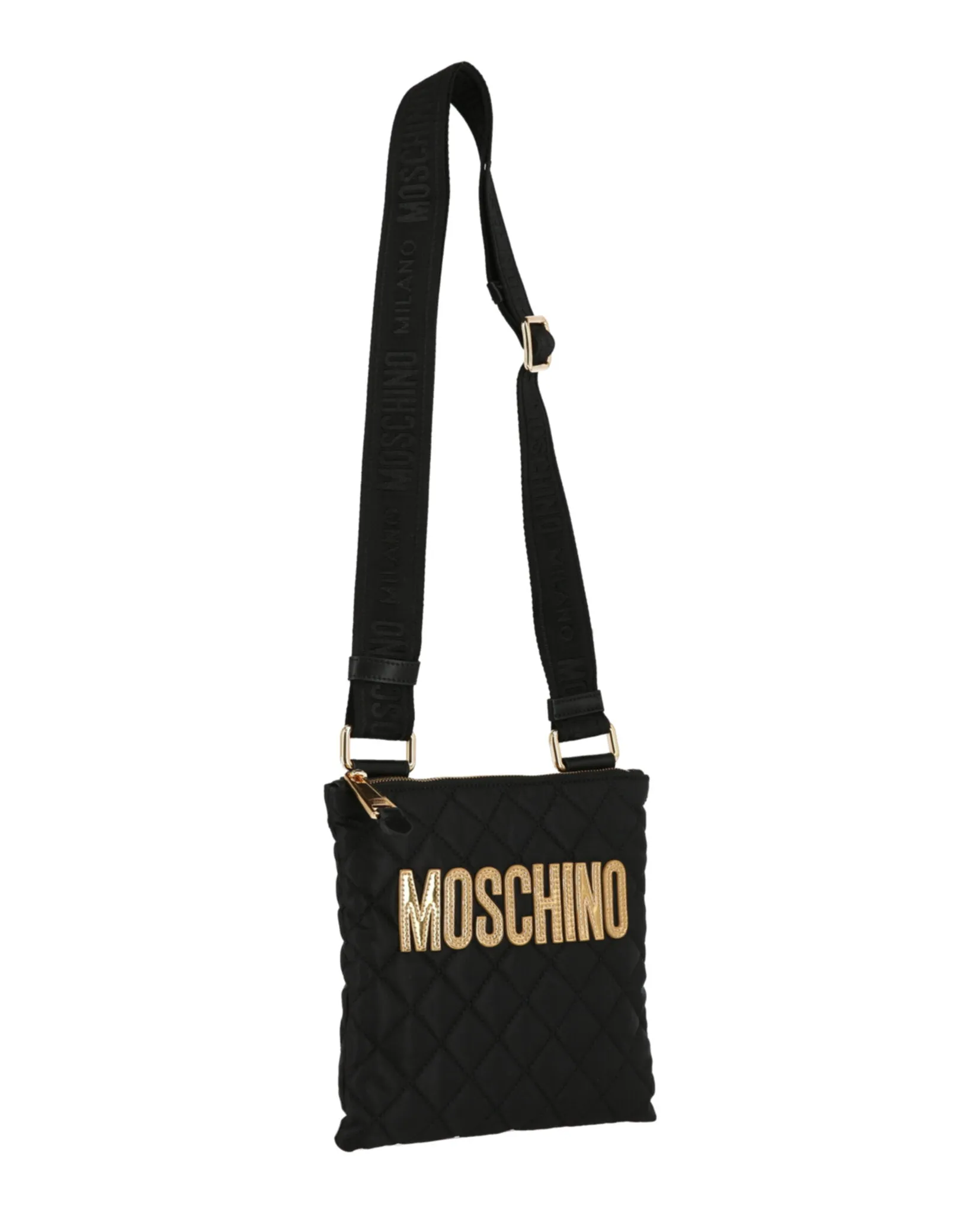 Moschino Quilted Nylon Logo Crossbody Bag