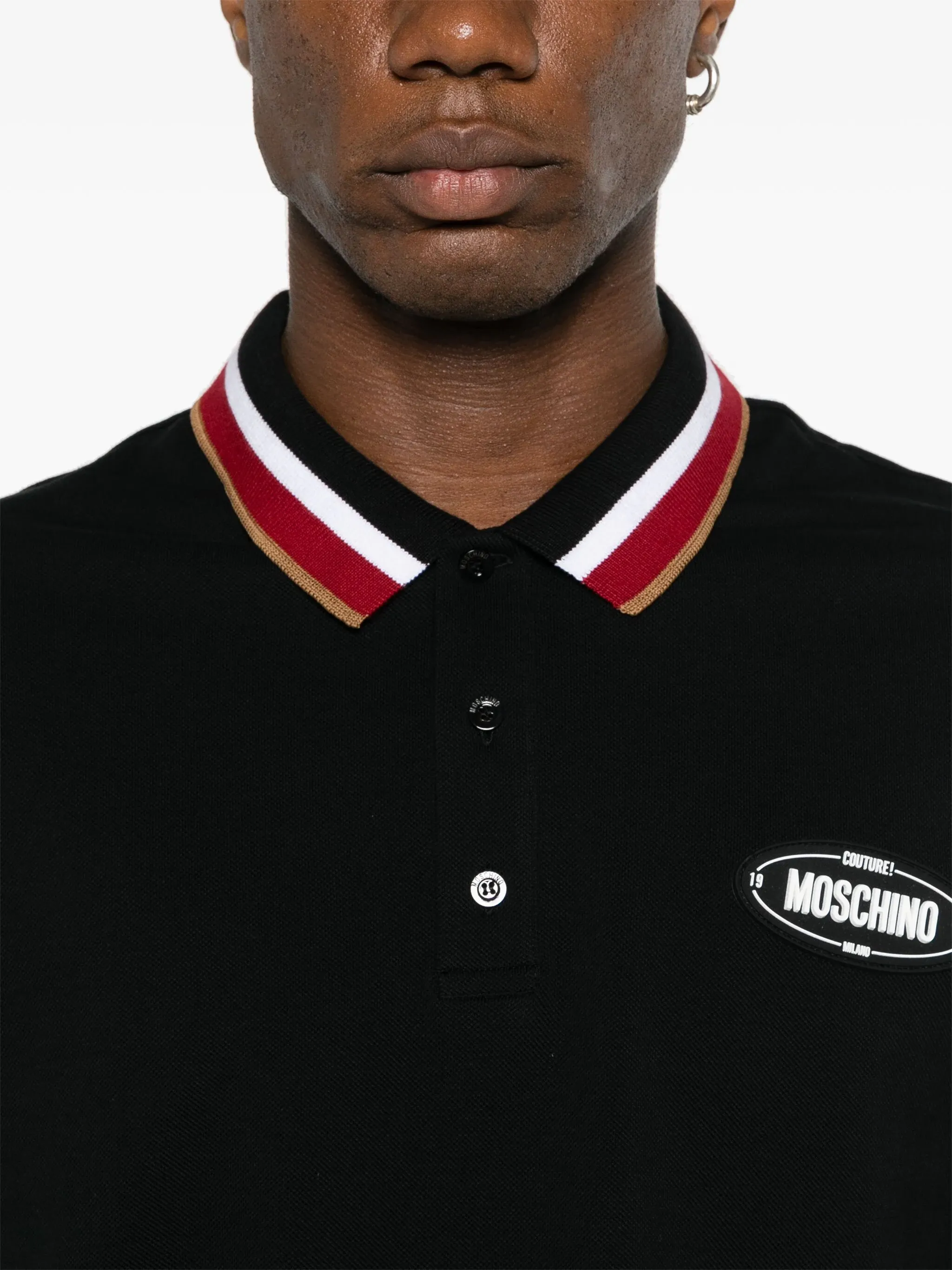 MOSCHINO RUBBERISED LOGO-DETAIL POLO SHIRT