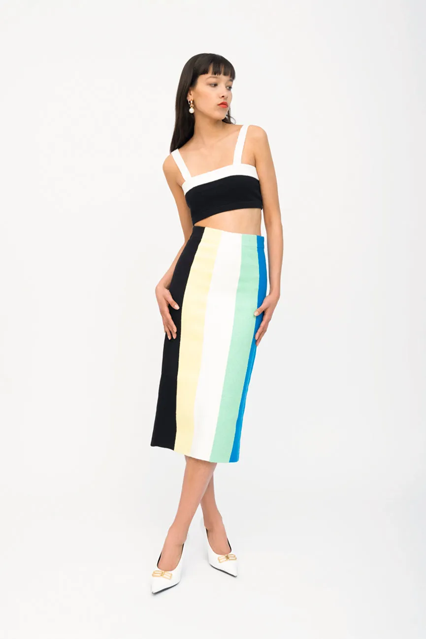 Multi Stripe Pencil Skirt