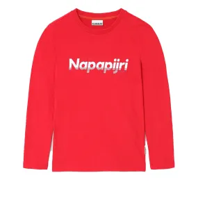 Napapijri Junior Red Long Sleeve Saloy T-Shirt