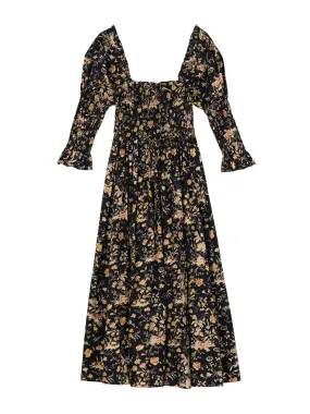 Navy floral midi dress