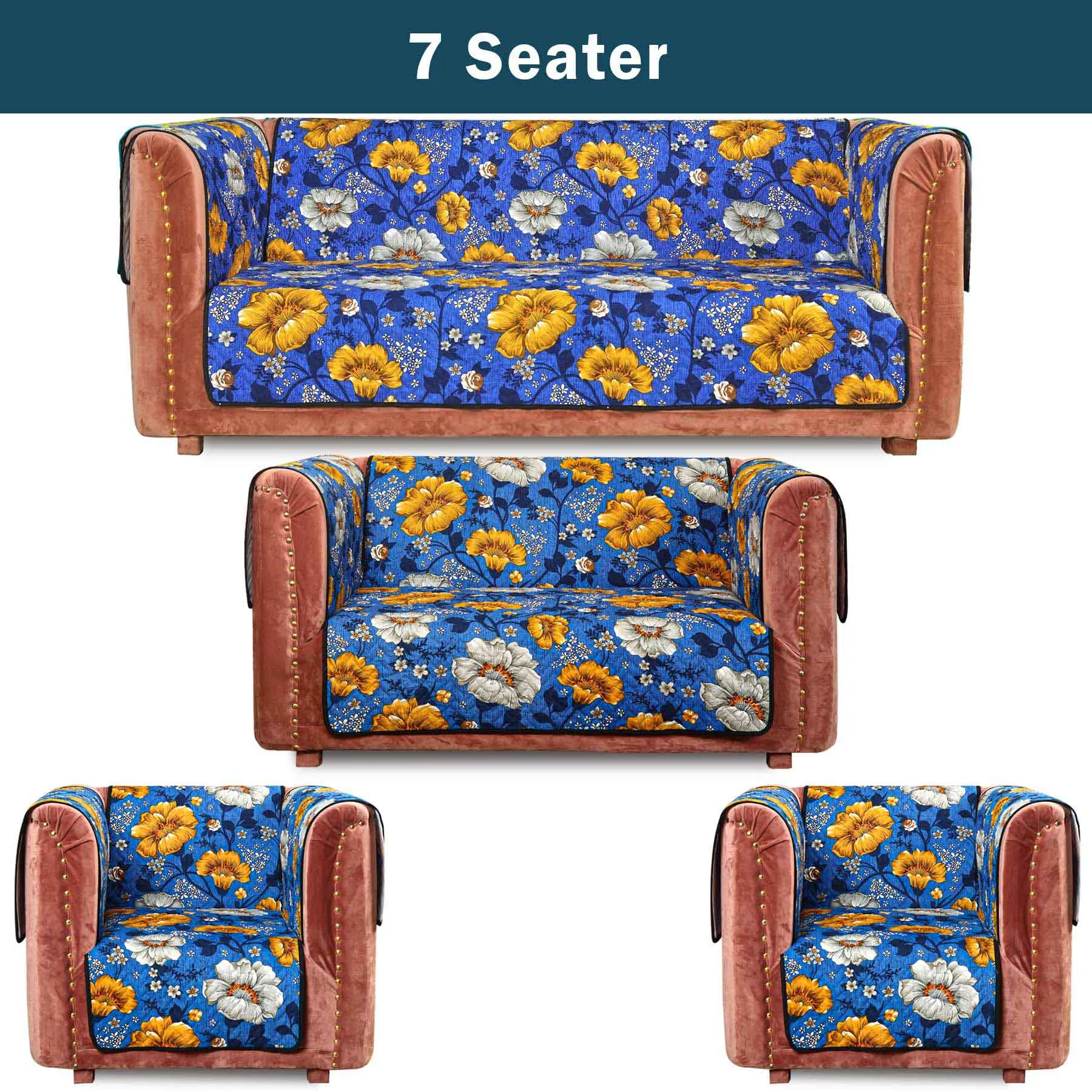 Neotraditional Flowers Quilted Sofa Cover Set