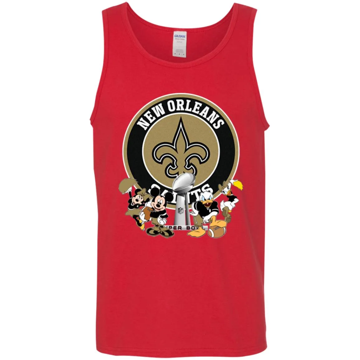 Nfl – New Orleans Saints Super Bowl 2019 Mickey Mouse Minnie Mouse Donald Duck Daisy Duck Football Men Cotton Tank