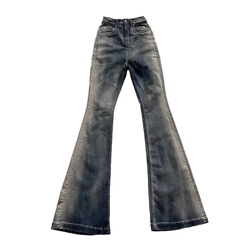 Niche Men Jeans Wash Gradient Floor Mop Casual Trend 2023 Vintage New Korean Fashion Flared Pants  High Street 24X1639