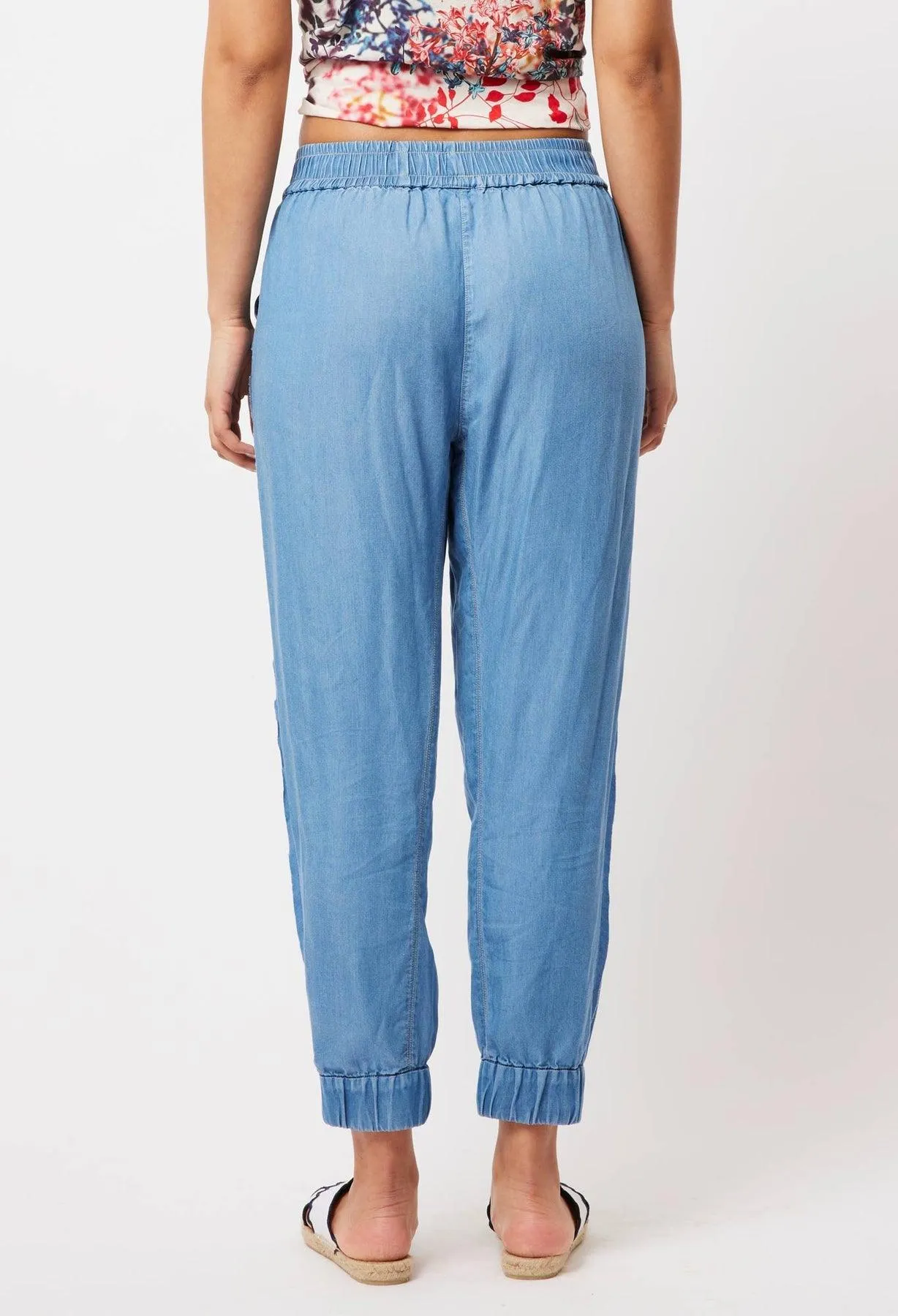 OnceWas Jolie Tencel Denim Raw Edge Jogger