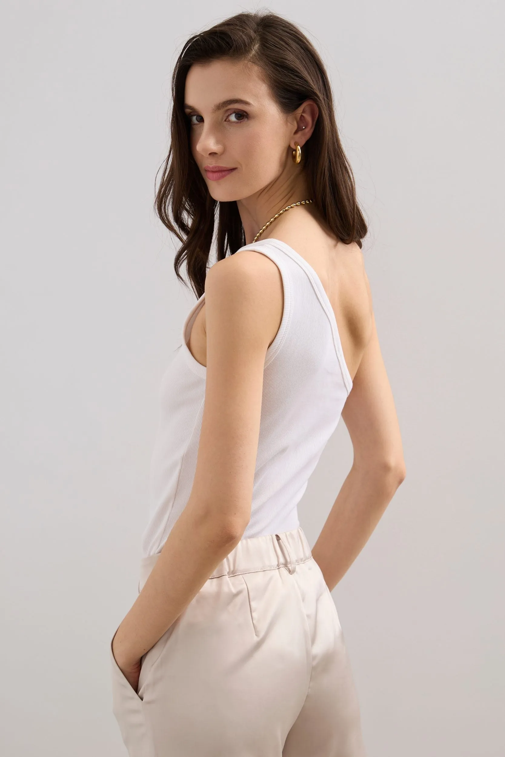 One shoulder rib top