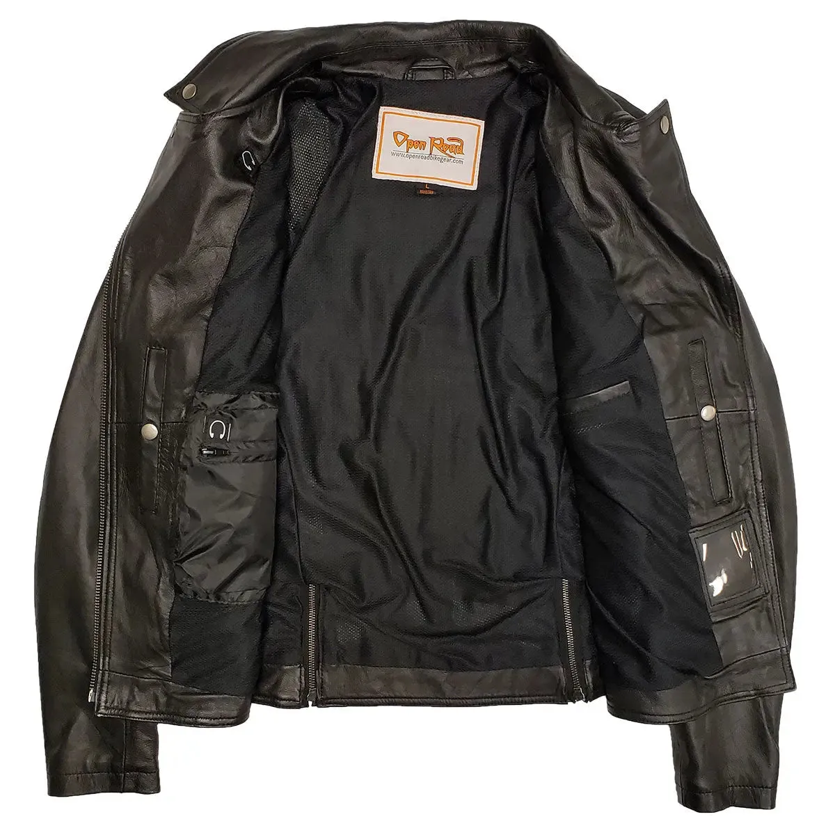 Open Road Women's Hooded Classic Leather Motorcycle Jacket