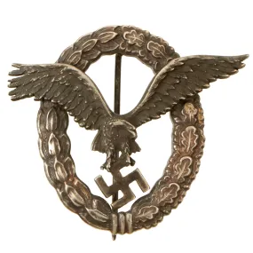 Original German WWII Early Tombak Luftwaffe Pilot's Badge by C.E. Juncker Berlin - Flugzeugführerabzeichen