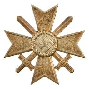 Original German WWII War Merit Cross KvK 1st Class with Swords by Carl Poellath - Pinback Version