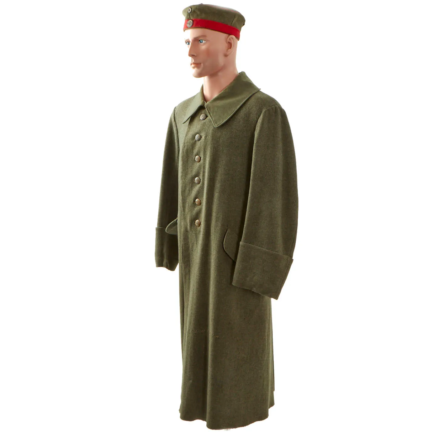 Original Imperial German WWI Feldgrau M-1915 Greatcoat With Named Prussian Reserve Feldmütze